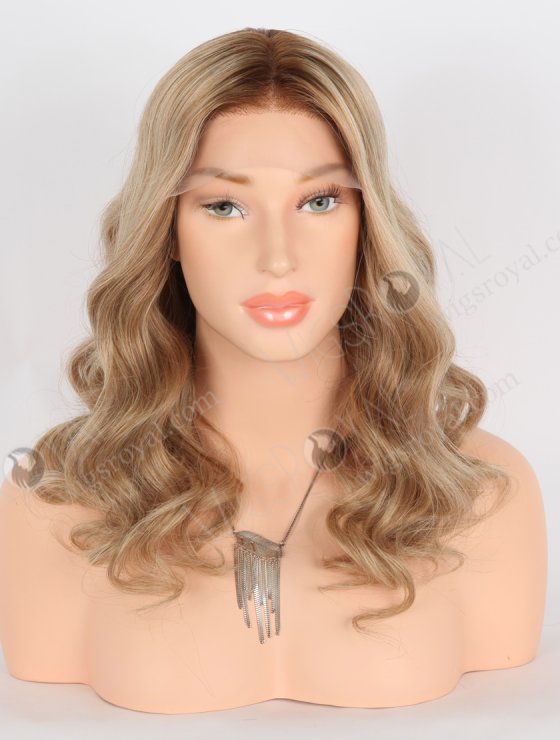 Natural Looking Small Cap No Glue Lace Front Wig Premium Quality 16 Inch Wavy Brown Hair RLF-08011