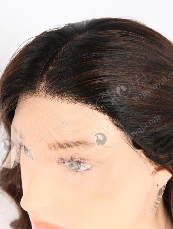 Pretty Wavy Lace Front Wigs 20 Inch Human Hair Brown with Black Lowlights RLF-08037-31424