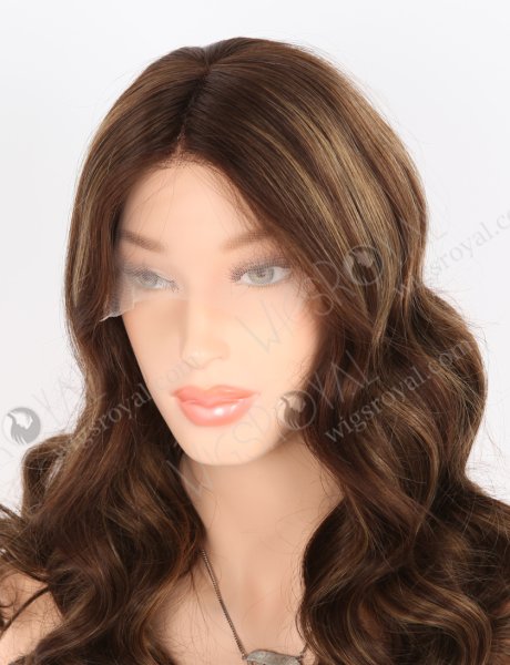 Brown Lace Front Wigs with Highlights | Stylish Beach Wavy High Quality Remy Human Hair Wigs  | RLF-08036