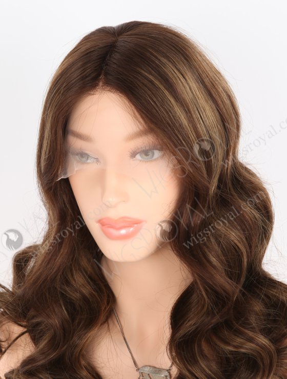 Brown Lace Front Wigs with Highlights | Stylish Beach Wavy High Quality Remy Human Hair Wigs  | RLF-08036