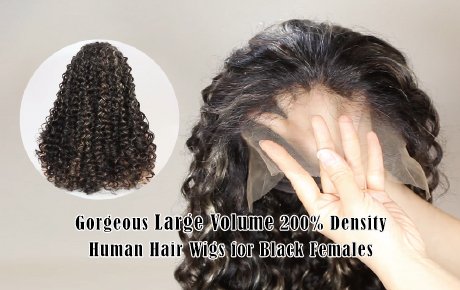 Gorgeous Large Volume 200% Density Human Hair Wigs for Black Females