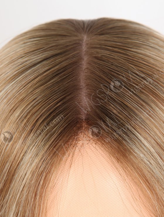Luxury 12 Inch Double Drawn Caucasian Human Hair Wigs for Thinning Hair Fashion Brown and Blonde Blended Color GRD-08032-31557