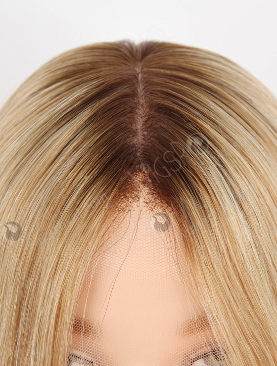 Shoulder Length Brown Blonde Wig Best Quality 12 Inch Double Drawn European Hair Lace Front Silk Top Glueless Wigs GRD-08027-31533
