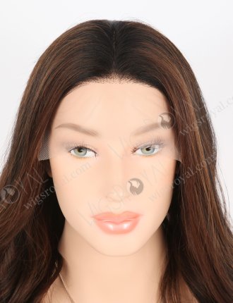 Beautiful Wavy Hair Double Drawn Wig 16 Inch European Virgin Hair Brown with Black Lowlights Color GRD-08008