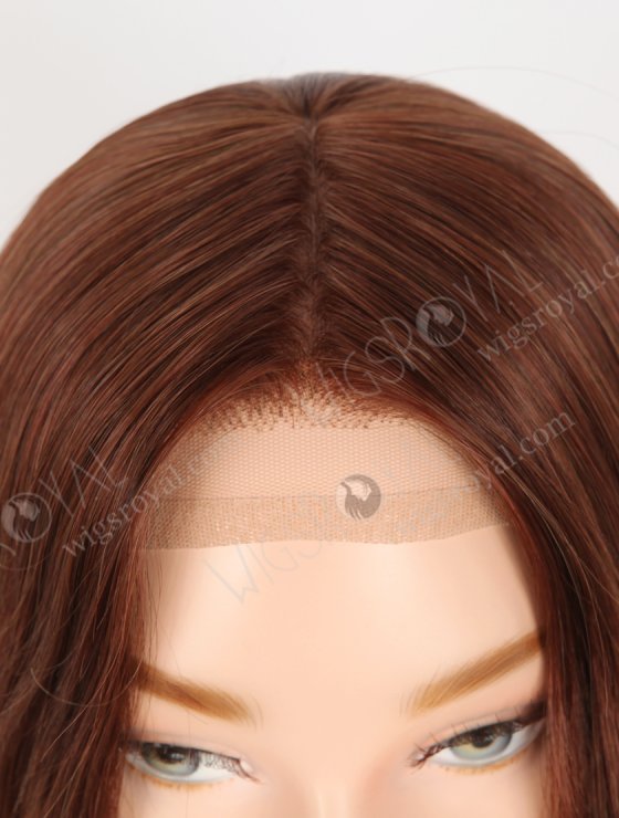 Natural Looking 16 Inch Brown Color 4/33# Human Hair Silk Top Medical Wigs for Cancer Patients No Glue Needed GRP-08118-31704