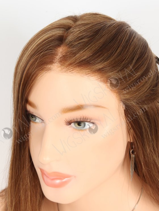 Monofilament Wigs Petite Size | Chestnut Brown with Highlights Glueless Lace Front Mono Top Wigs GLM-08009-31740