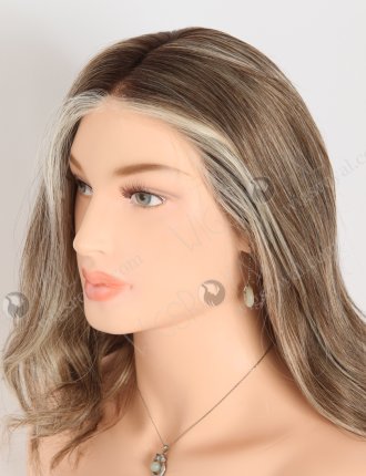 Fashion Mixed White Color With Brown Root Slight Wave Mono Top Glueless Wigs GLM-08004