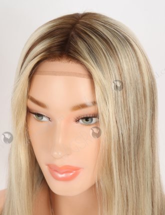 In Stock European Virgin Hair 16" Straight T4/22#/4# Highlights Color Silk Top Gripper Wig GRP-08122
