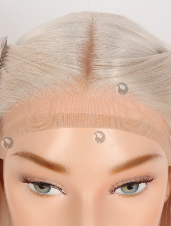In Stock European Virgin Hair 12" All One Length White Straight Silk Top Gripper Wig GRP-08129-31821