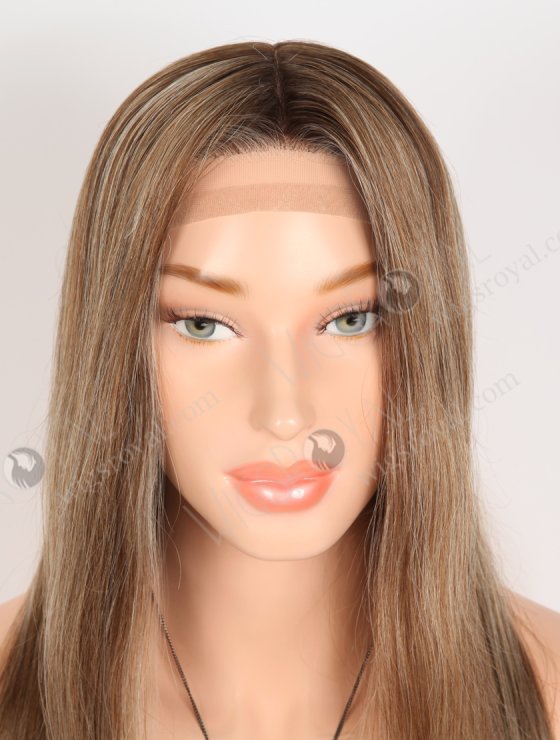 In Stock European Virgin Hair 16" Base #4/10/60, Roots 3# Color Straight Silk Top Gripper Wig GRP-08134-31875