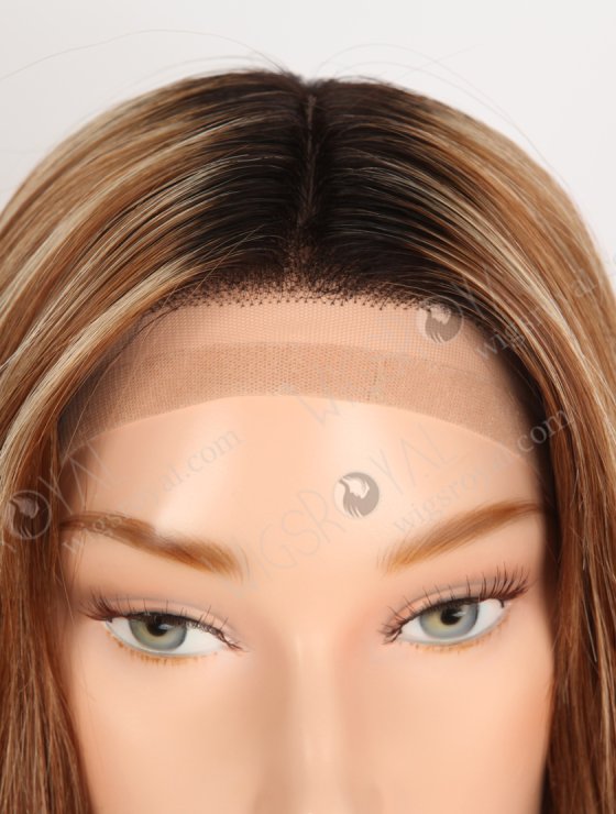 In Stock European Virgin Hair 16" 6# with 27# Highlights, Roots Natural Color Straight Silk Top Gripper Wig GRP-08135-31894