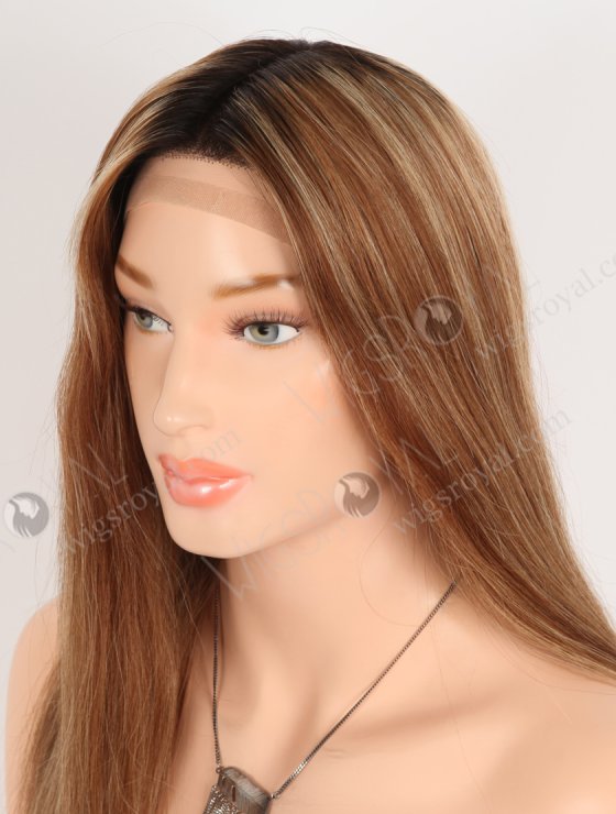 In Stock European Virgin Hair 16" 6# with 27# Highlights, Roots Natural Color Straight Silk Top Gripper Wig GRP-08135-31897