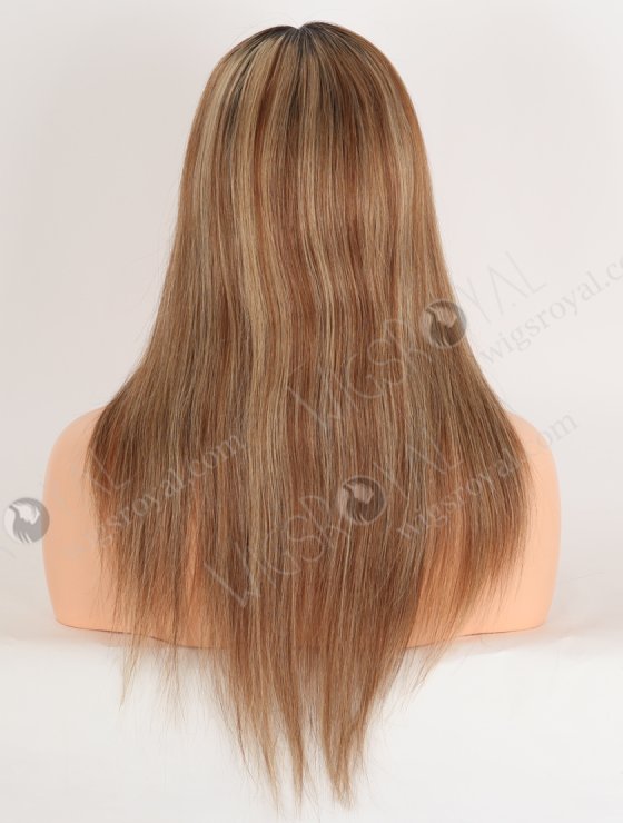 In Stock European Virgin Hair 16" 6# with 27# Highlights, Roots Natural Color Straight Silk Top Gripper Wig GRP-08135-31898