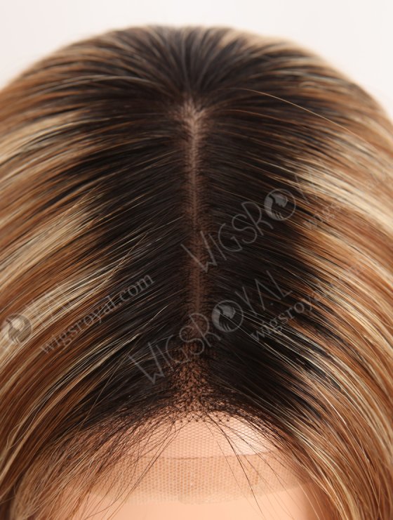 In Stock European Virgin Hair 16" 6# with 27# Highlights, Roots Natural Color Straight Silk Top Gripper Wig GRP-08135-31900