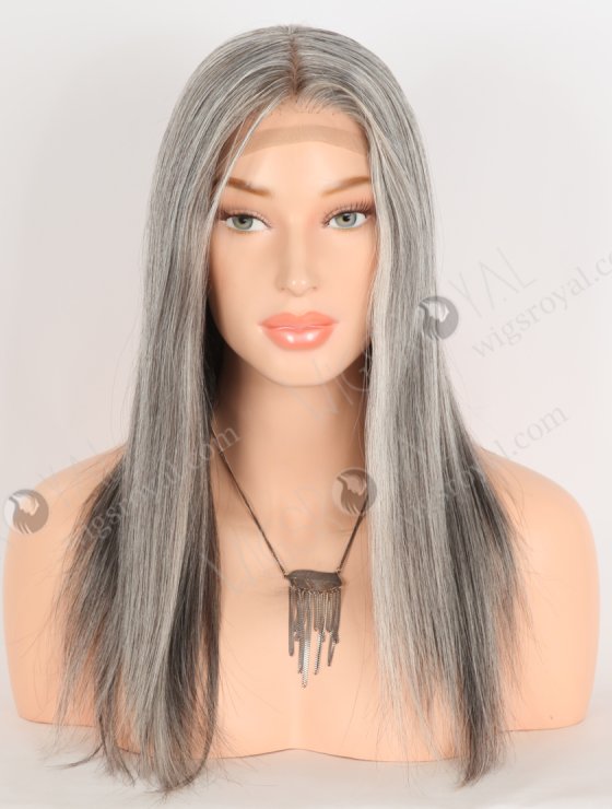 In Stock European Virgin Hair 16" Gray Color Straight Silk Top Gripper Wig GRP-08138-31908