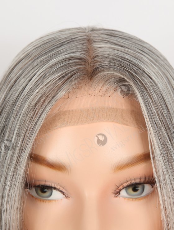 In Stock European Virgin Hair 16" Gray Color Straight Silk Top Gripper Wig GRP-08138-31909
