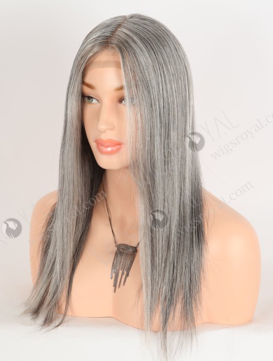 In Stock European Virgin Hair 16" Gray Color Straight Silk Top Gripper Wig GRP-08138-31910