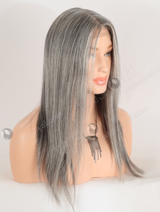 In Stock European Virgin Hair 16" Gray Color Straight Silk Top Gripper Wig GRP-08138-31912