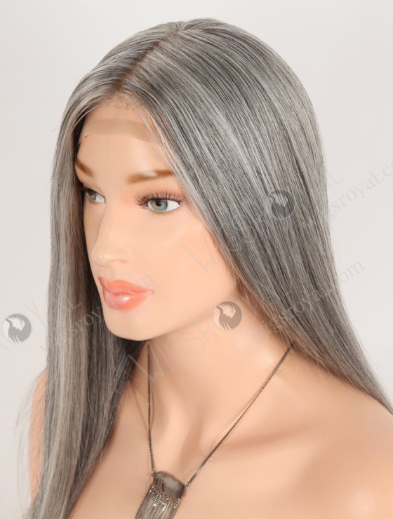 In Stock European Virgin Hair 16" Gray Color Straight Silk Top Gripper Wig GRP-08138-31914