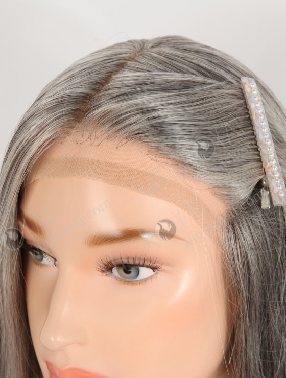 In Stock European Virgin Hair 16" Gray Color Straight Silk Top Gripper Wig GRP-08138-31917