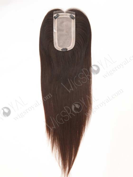 In Stock European Virgin Hair 16" All One Length Straight Natural Brown Color Hair Topper Topper-183