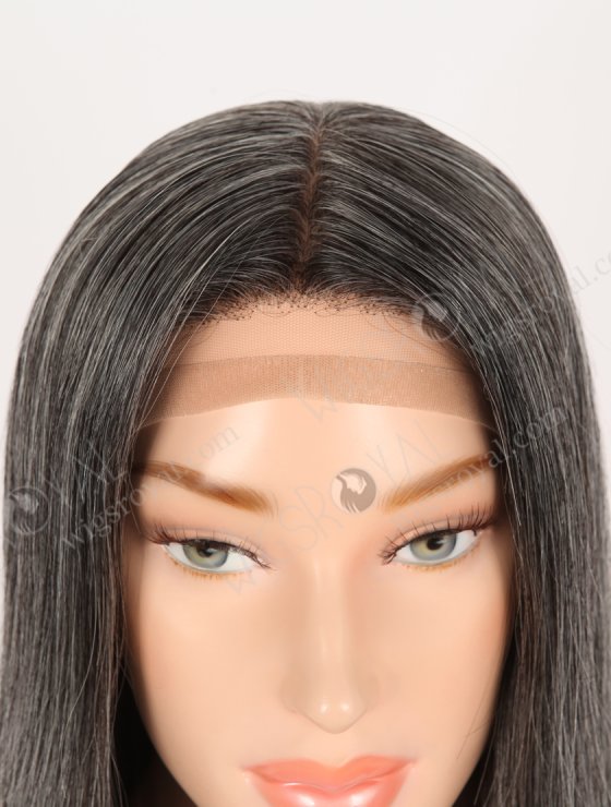 In Stock European Virgin Hair 16" Gray Color Straight Silk Top Gripper Wig GRP-08137-32067