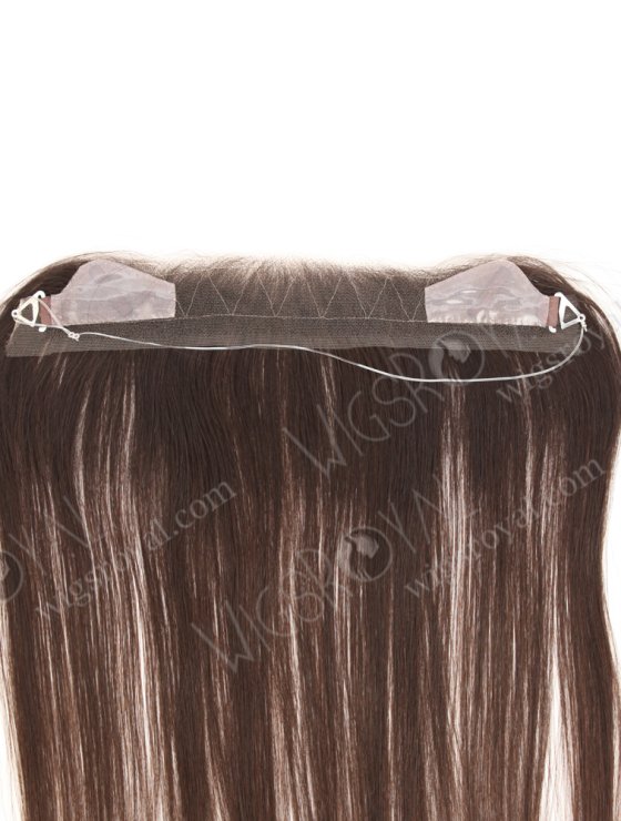 In Stock European Virgin Hair 16" Straight Natural Brown Color Hairline Topper SHT-008-32177