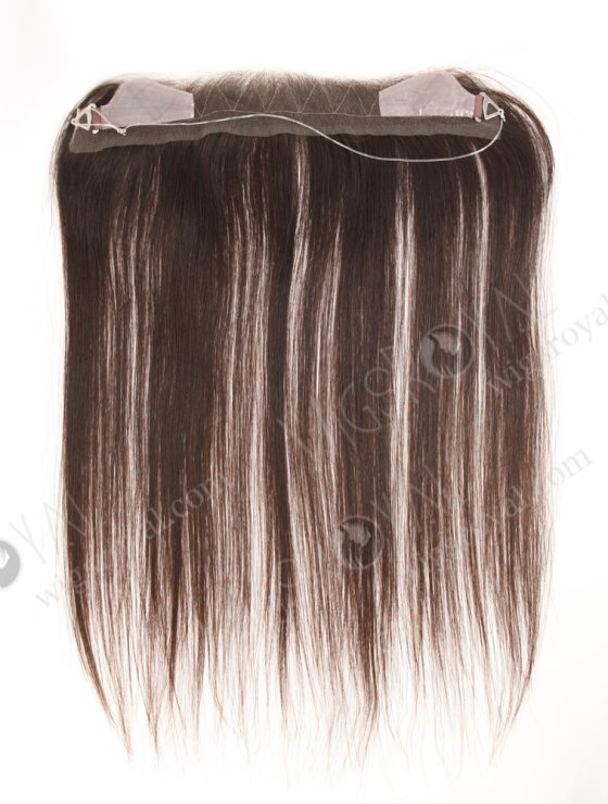 In Stock European Virgin Hair 16" Straight Natural Brown Color Hairline Topper SHT-008