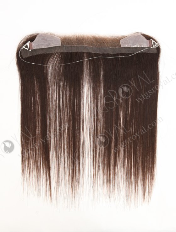 In Stock European Virgin Hair 12" Straight Natural Brown Color Hairline Topper SHT-007