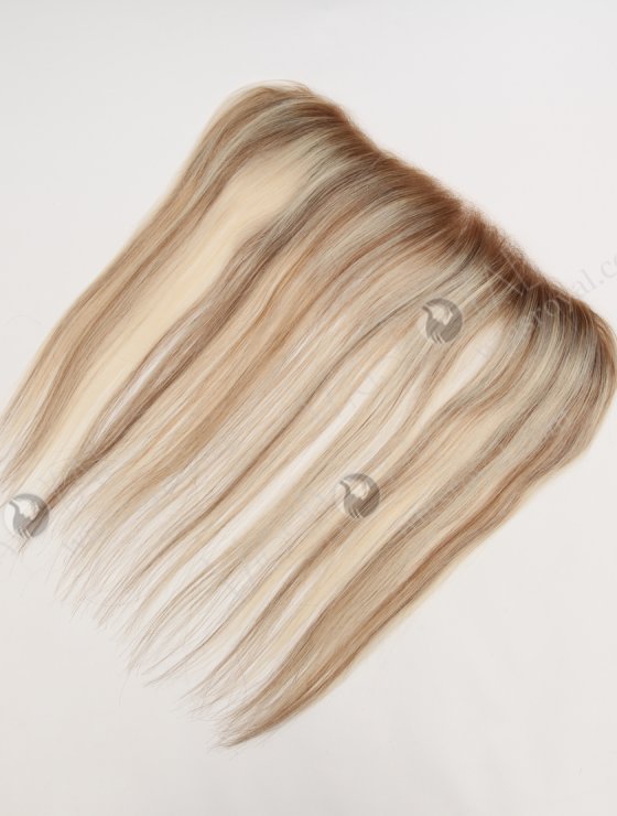 In Stock European Virgin Hair 12" Straight T9/60# With 9# Highlights Color Hairline Topper SHT-003-32349