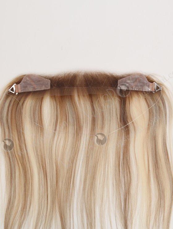 In Stock European Virgin Hair 12" Straight T9/60# With 9# Highlights Color Hairline Topper SHT-003-32350