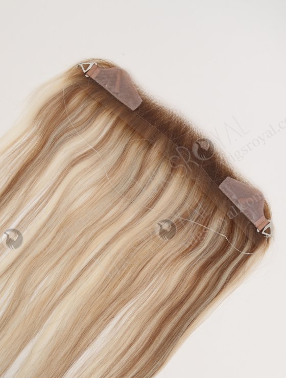 In Stock European Virgin Hair 16" Straight T9/60# With 9# Highlights Color Hairline Topper SHT-004-32372
