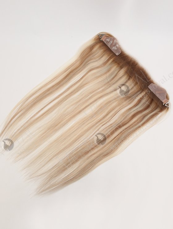 In Stock European Virgin Hair 16" Straight T9/60# With 9# Highlights Color Hairline Topper SHT-004-32374