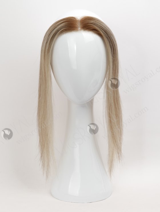 In Stock European Virgin Hair 12" Straight T9/60# With 9# Highlights Color Hairline Topper SHT-003-32356