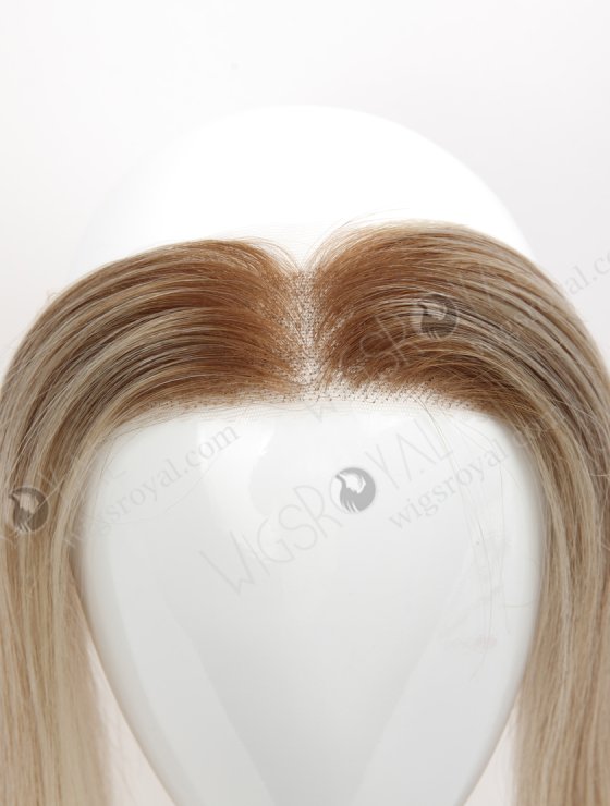 In Stock European Virgin Hair 12" Straight T9/60# With 9# Highlights Color Hairline Topper SHT-003-32357