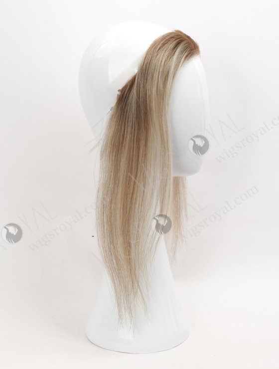 In Stock European Virgin Hair 12" Straight T9/60# With 9# Highlights Color Hairline Topper SHT-003-32359