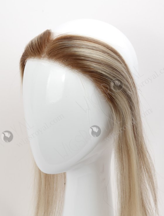 In Stock European Virgin Hair 12" Straight T9/60# With 9# Highlights Color Hairline Topper SHT-003-32358