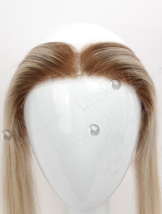 In Stock European Virgin Hair 12" Straight T9/60# With 9# Highlights Color Hairline Topper SHT-003-32361