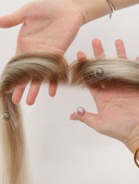 In Stock European Virgin Hair 16" Straight T9/60# With 9# Highlights Color Hairline Topper SHT-004