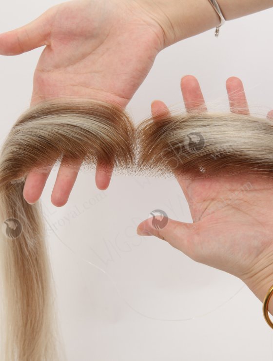 In Stock European Virgin Hair 16" Straight T9/60# With 9# Highlights Color Hairline Topper SHT-004