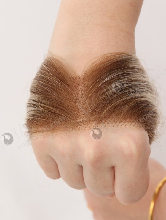 In Stock European Virgin Hair 12" Straight T9/60# With 9# Highlights Color Hairline Topper SHT-003-32364