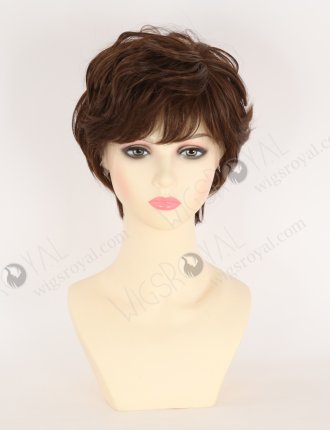 New Arrival Pixie Cut Wavy Brown Color Human Hair Lace Front Wig WR-CLF-076