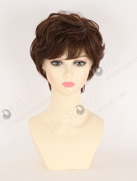 New Arrival Pixie Cut Wavy Brown Color Human Hair Lace Front Wig WR-CLF-076-32441