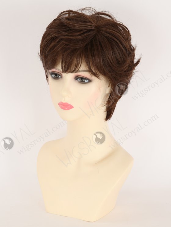 New Arrival Pixie Cut Wavy Brown Color Human Hair Lace Front Wig WR-CLF-076-32442