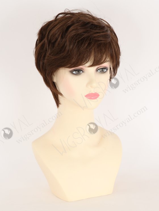 New Arrival Pixie Cut Wavy Brown Color Human Hair Lace Front Wig WR-CLF-076-32443