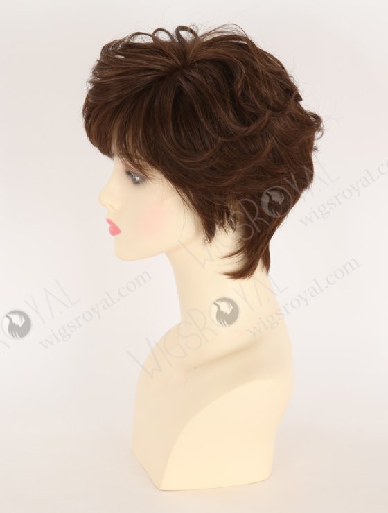 New Arrival Pixie Cut Wavy Brown Color Human Hair Lace Front Wig WR-CLF-076-32444
