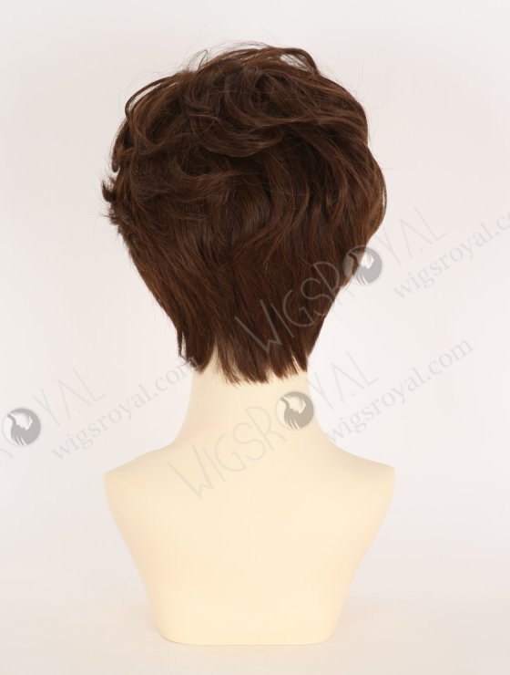 New Arrival Pixie Cut Wavy Brown Color Human Hair Lace Front Wig WR-CLF-076-32445