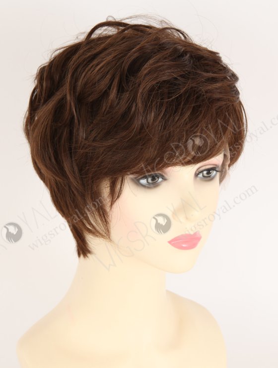 New Arrival Pixie Cut Wavy Brown Color Human Hair Lace Front Wig WR-CLF-076-32446