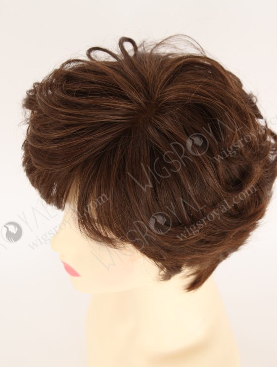 New Arrival Pixie Cut Wavy Brown Color Human Hair Lace Front Wig WR-CLF-076-32447
