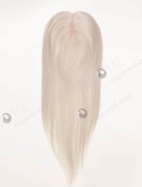 In Stock European Virgin Hair 16" All One Length Straight Platinum Gray Color Hair Topper Topper-195-32418